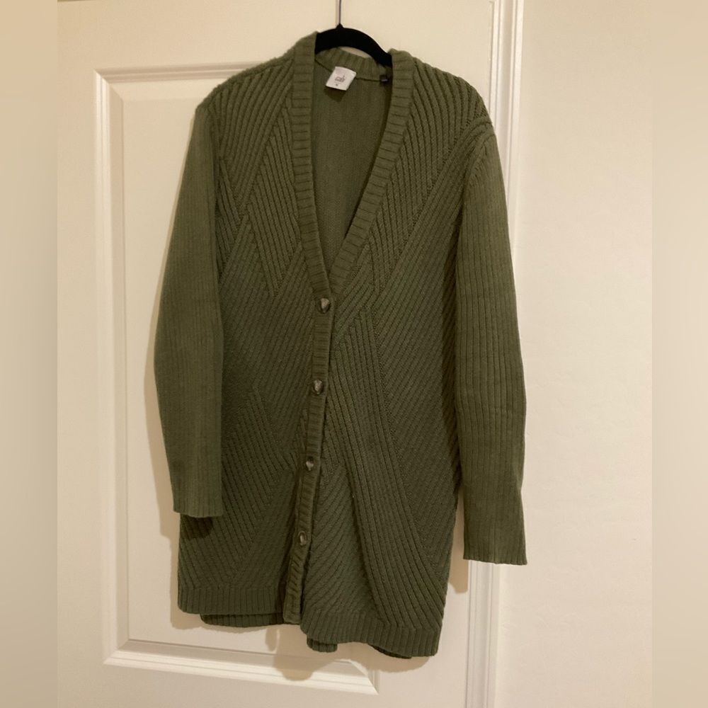 Cabi Aerial Olive Green Long Line Cardigan Style #3536